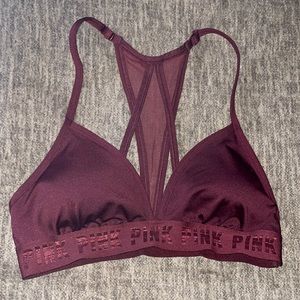 Pink Sport Bra, size M, color dark maroon